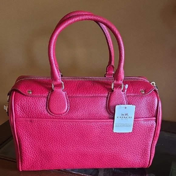 Red Coach Leather Satchel - Picture 2 of 8